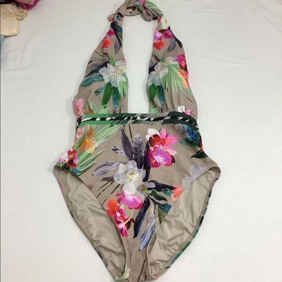 La Blanca Flora Beyond The Jungle Wrap Front Plunge Swimsuit NWT Size 12 - Picture 5 of 12